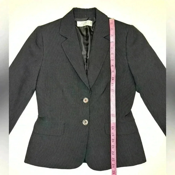 Tahari Arthur S. Levine Women's Black Textured Striped Jacket Blazer Size 4 - Picture 4 of 9
